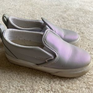 Silver slip on girls Vans